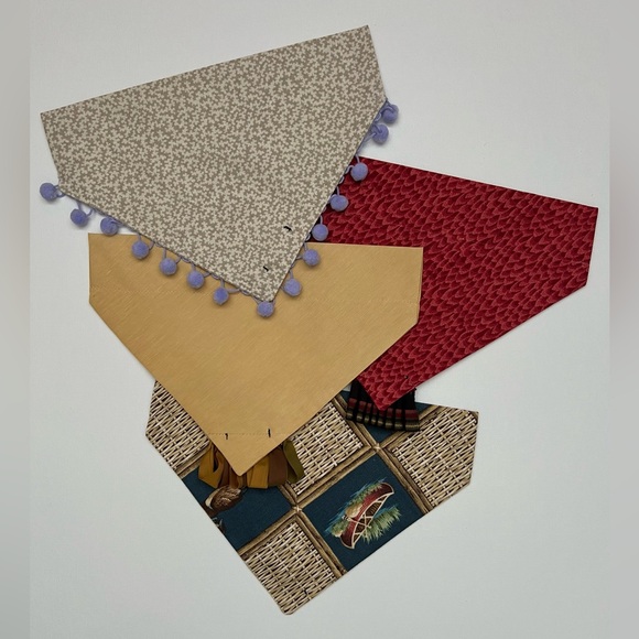 Designer Set of 4 Bandana’s. Lined and 1 3/4 casing for collar to slide through. - Picture 3 of 3